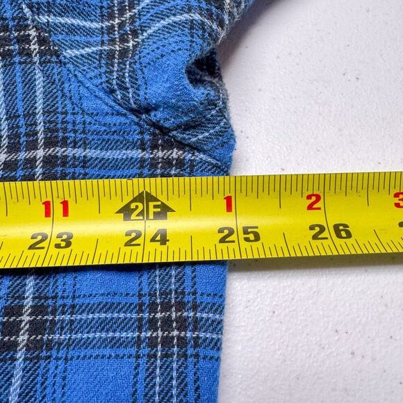 Wrangler Shirt Mens Large Blue Plaid Flannel Wrancher Western Pearl Snap Cowboy - Picture 10 of 13